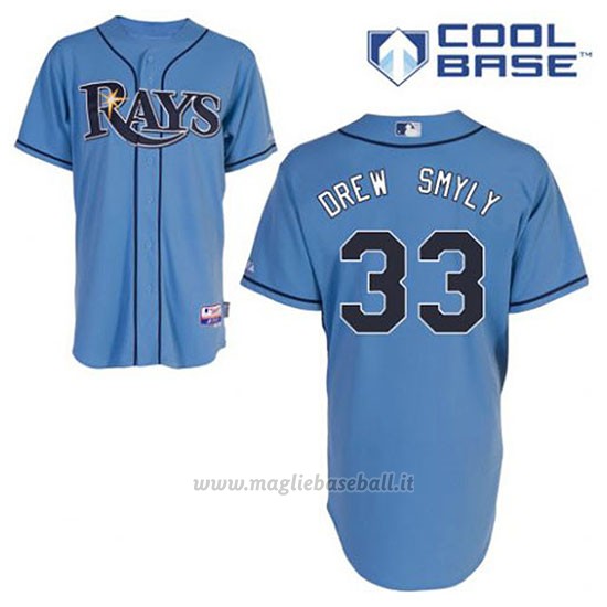 Maglia Baseball Uomo Tampa Bay Rays Drew Smyly 33 Blu Alterner Cool Base